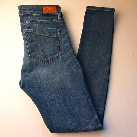 Express Denim Jeans Size 6 Mid Rise Skinny Leg Medium Wash - Picture 1 of 10